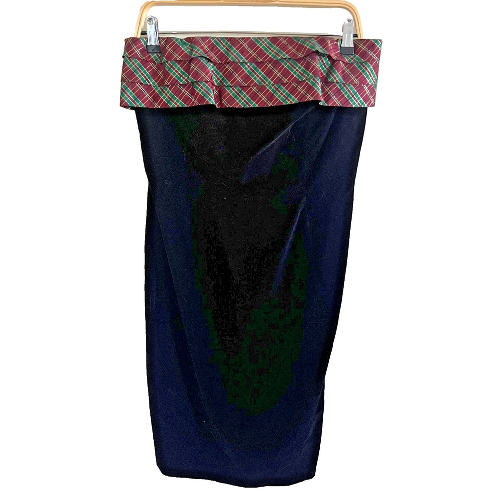 Maggy Boutique Vintage Velvet Strapless‎ Metallic Plaid Bodycon Classy Size 10